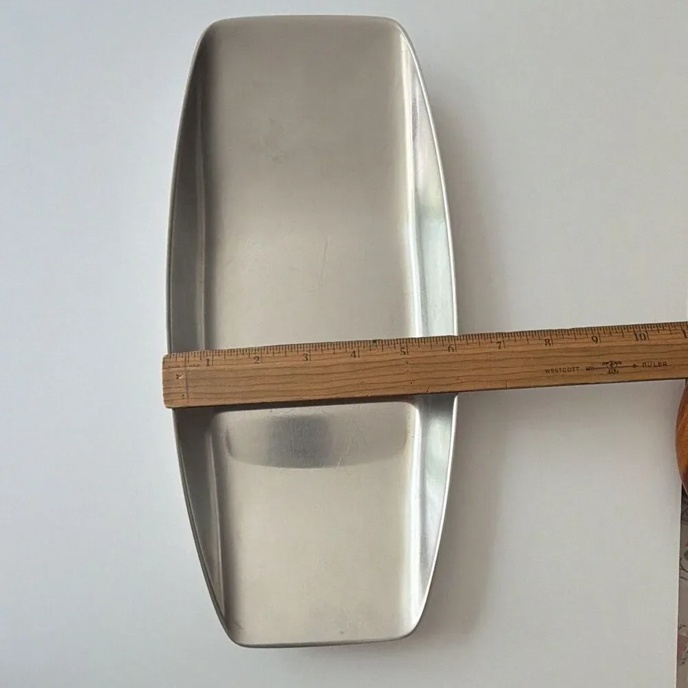 Vintage MCM Stainless Steel Boat Tray Canoe Serving Bowl Dish Mid Century Modern